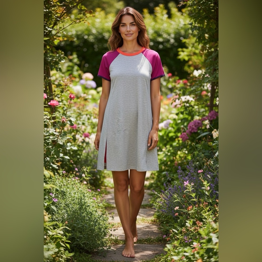 Title Nine Unconventional Short Sleeve Color Block Athletic Knee Length Dress S